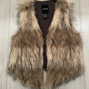 Me Jane Brown and Cream Faux Fur Vest